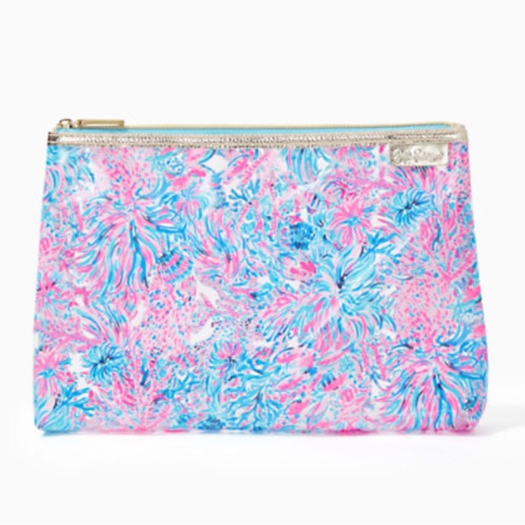 NWT Lilly Pulitzer Clear pouch bag Celestial Blue Seek And Sea Pvc Pouch - Picture 1 of 7